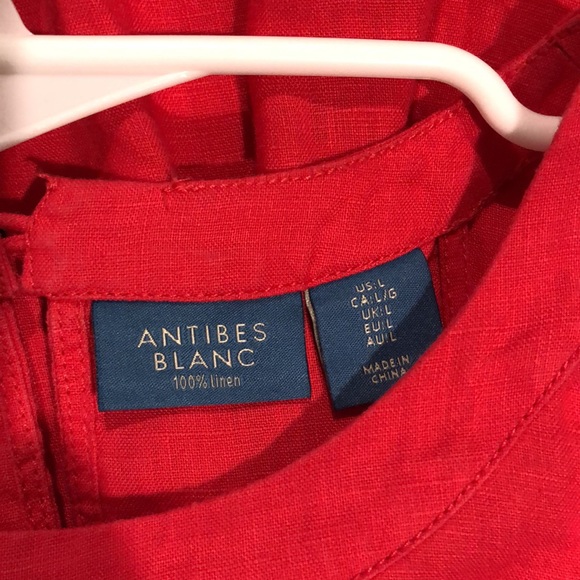Antibes Blanc 100% Linen red dress - Picture 7 of 7